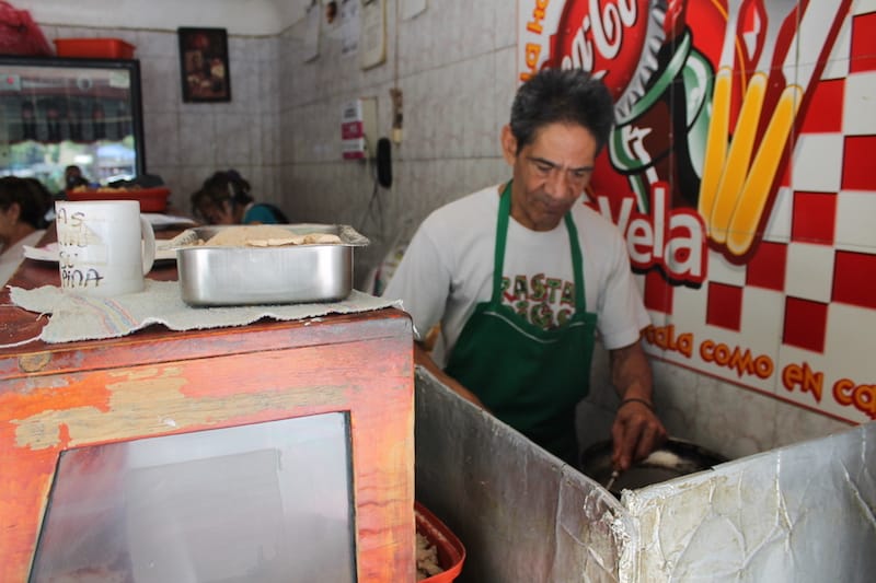 Tortas Robles opens at 10 a.m. and does a brisk business until closing, photo by Martha Pskowski torta Centro Histórico