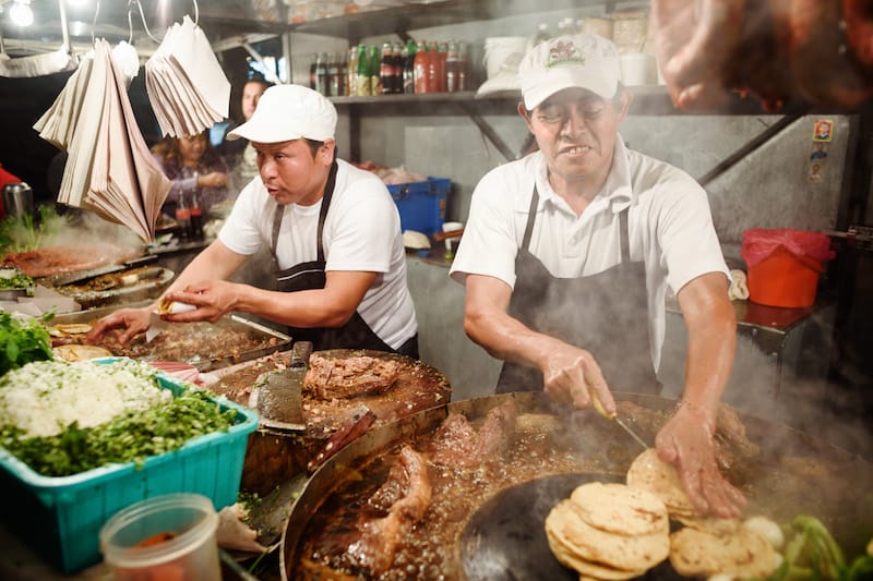 Late-night tacos de suadero in Mexico City, photo by PJ Rountree