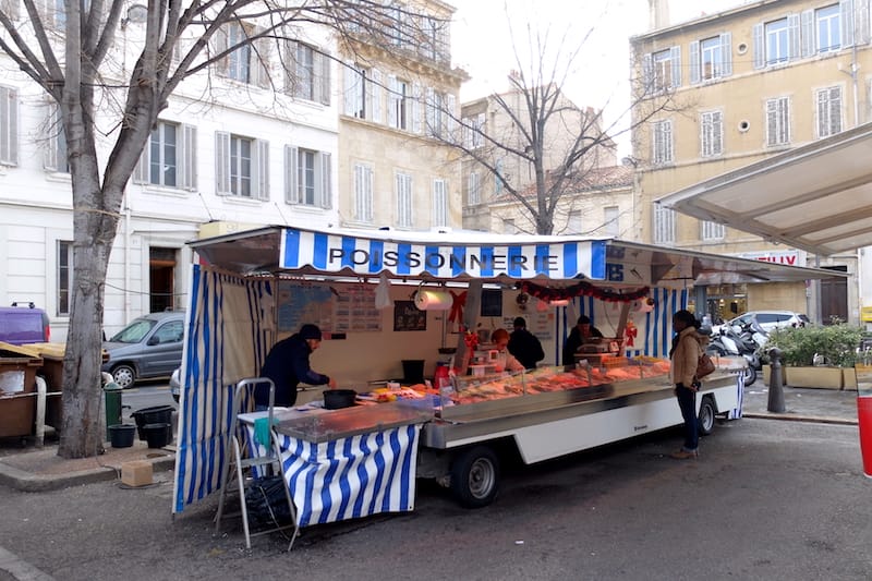 An outdoor market in Marseille's Cinq-Avenues neighborhood, photo by Alexis Steinman