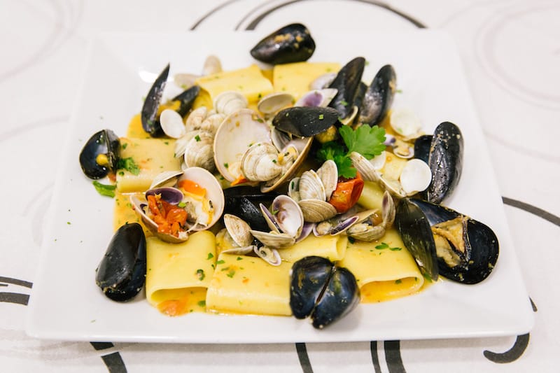Paccheri with seafood at Anonymous Trattoria Gourmet, photo by Gianni Cipriano and Sara Smarrazzo