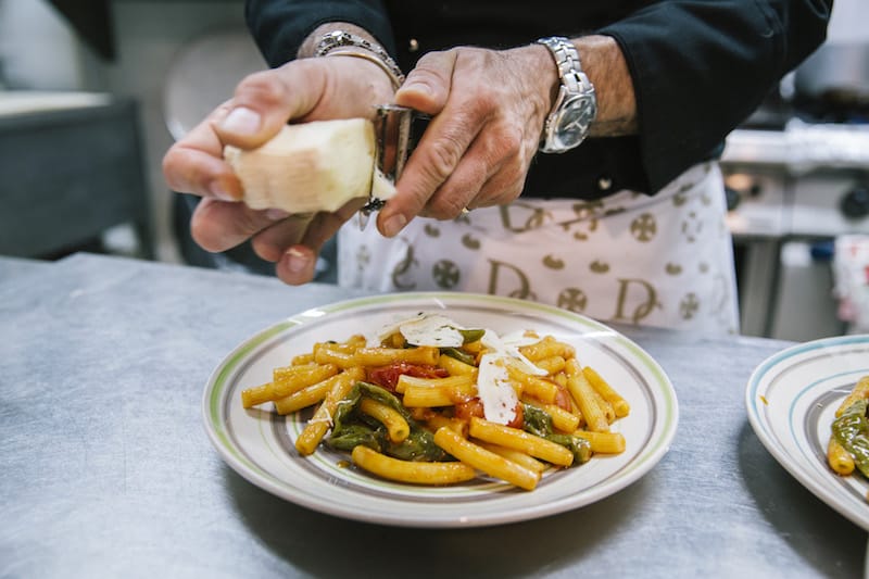 Chef Potito Izzo prepares maccheroncini alla briganta at Taverna a Santa Chiara, photo by Gianni Cipriano and Sara Smarrazzo