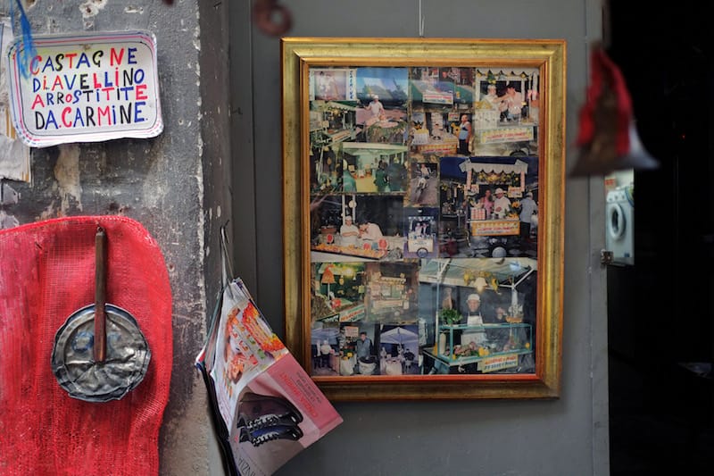 Carmine’s stand is covered with photos, photo by Claudio Menna