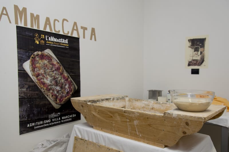 The ammaccata dough is mixed in a madia (a wooden trough), photo by Marco Ciullo