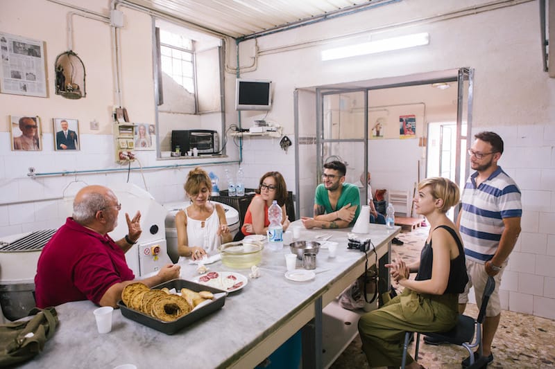 Amedeo Colella (left) leads a CB walk at Antonio Di Paolo's freselle bakery, photo by Gianni Cipriano and Sara Smarrazzo