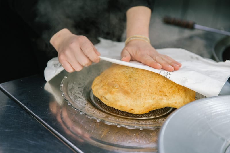 The fried pizza at Isabella De Cham Pizza Fritta is incredibly light and elastic, photo by Gianni Cipriano and Sara Smarrazzo