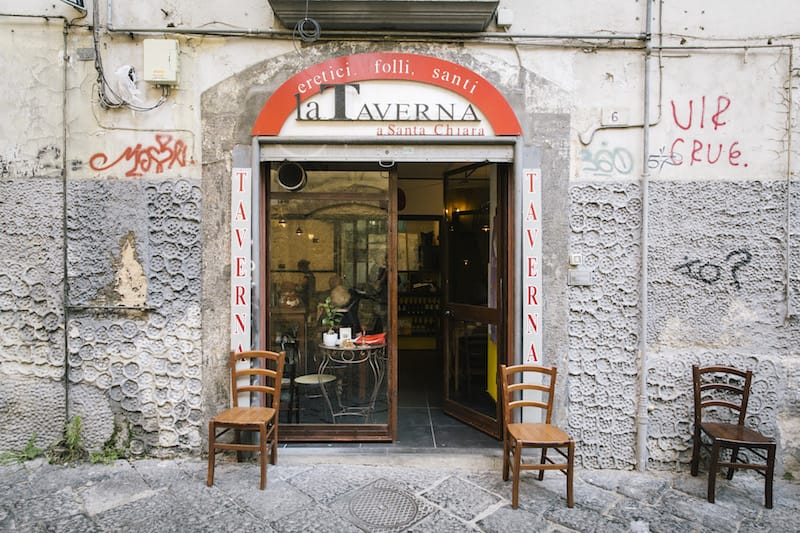The exterior of Taverna a Santa Chiara in Naples, photo by Gianni Cipriano and Sara Smarrazzo Campania food naples