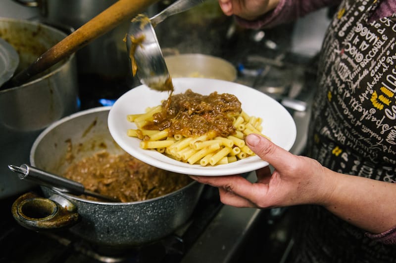 Pennette with Genovese sauce at Trattoria Malinconico, photo by Gianni Cipriano and Sara Smarrazzo