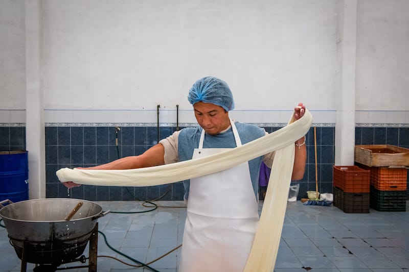 Making quesillo at Lacteos Arce, photo by Jalil Olmedo