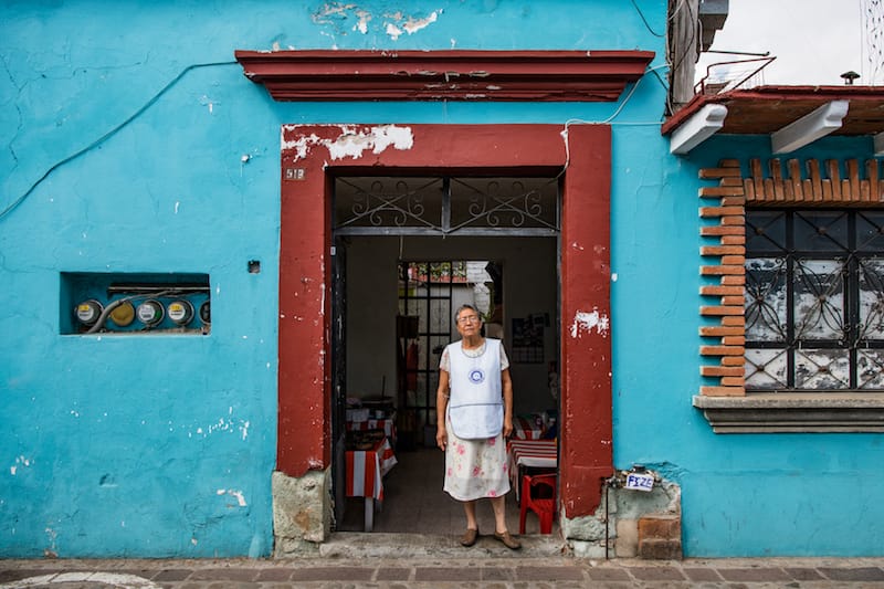 A restaurant in the backstreets of Oaxaca’s Jalatlaco neighborhood, photo by Jalil Olmedo