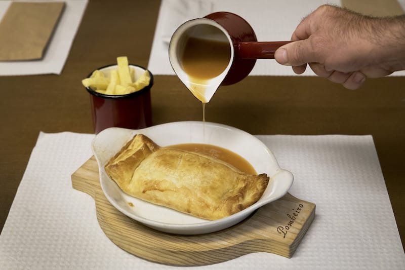 Francesinha à Pombeiro, which is essentially the famous sandwich wrapped in puff pastry, photo by Ricardo Castelo