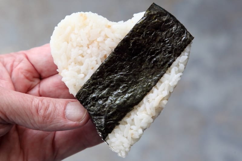 Salmon onigiri, 969 NYC Coffee, Jackson Heights, Queens, photo by Dave Cook