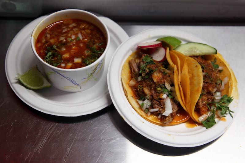 Consomé and tacos at Birria-Landia, photo by Dave Cook