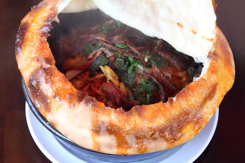A serving of chicken dum biryani at Angel Indian Restaurant in Jackson Heights, photo by Dave Cook