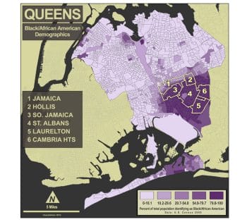 African-American demographics in Queens, map by Sarah Khan