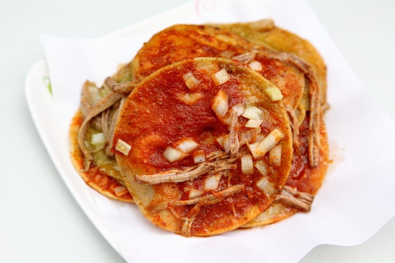 The fried tortillas at Chalupas Poblanas El Tlecuile have a supple texture, photo by Dave Cook chalupas queens