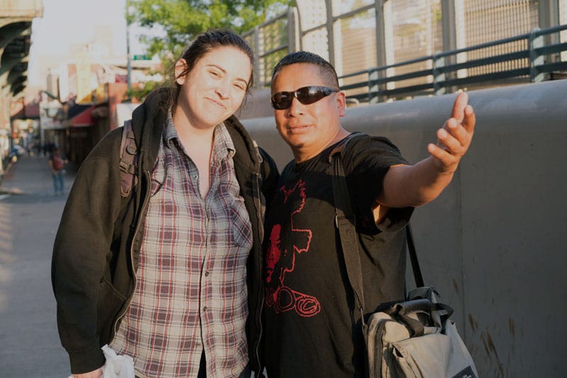 Christina Fox of NICE with a day laborer, photo by Sarah Khan