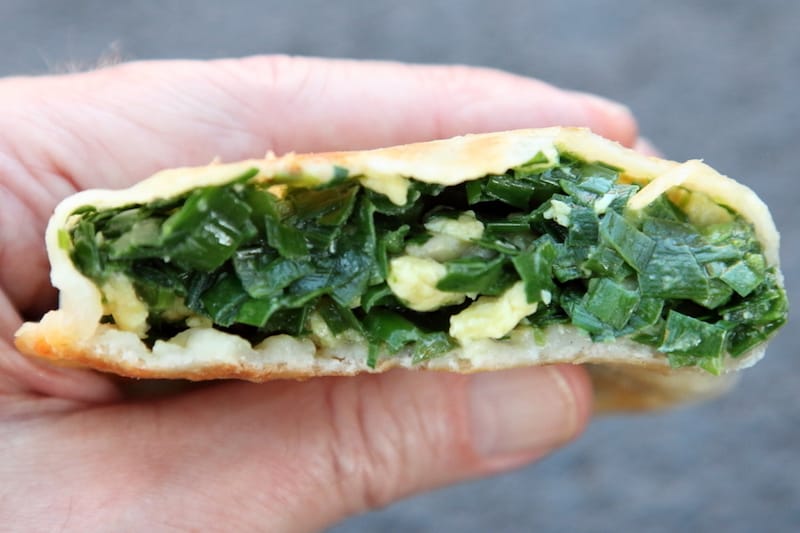 A chive pocket from Delicious Jin, photo by Dave Cook chive pocket queens