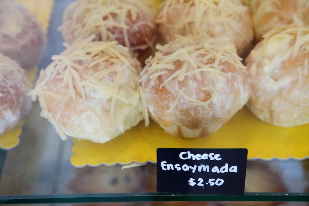 Think of cheese ensaymadas at Kape't Torta as as a sticky buns with a Gingoog accent, photo by Dave Cook Cheese ensaymadas at Kape't Torta, a Filipino bakery in Queens