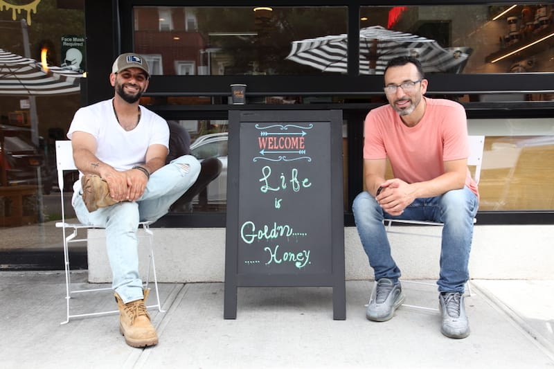 Costa Pavlou and Stratos Alexiadis, the owners of Gold N Honey in Astoria, Queens, photo by Dave Cook
