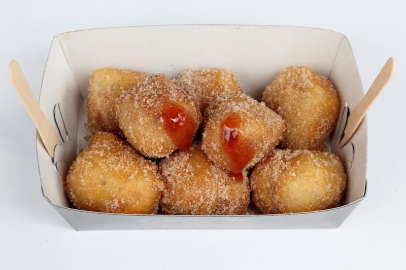 Loukoumades filled with just a little strawberry jam and encrusted with sugar at Gold N Honey, photo by Dave Cook loukoumades Queens