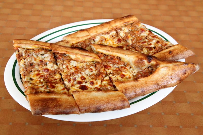 Pide with seasoned ground lamb at Mangal Kebab, photo by Dave Cook pide kebab queens