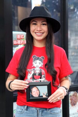 Maxi Lau with a photo of her late mom, photo by Dave Cook