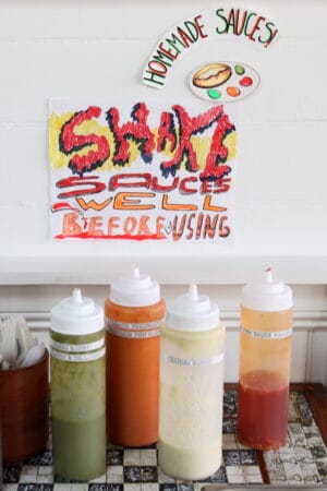 Homemade sauces at Nha Minh, photo by Dave Cook
