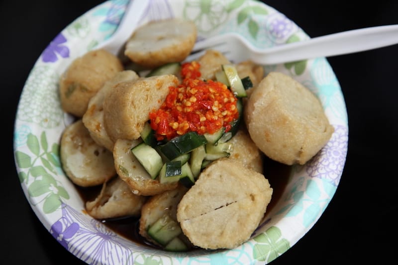 Assorted pempek from Dapur Ampera’s table, photo by Dave Cook