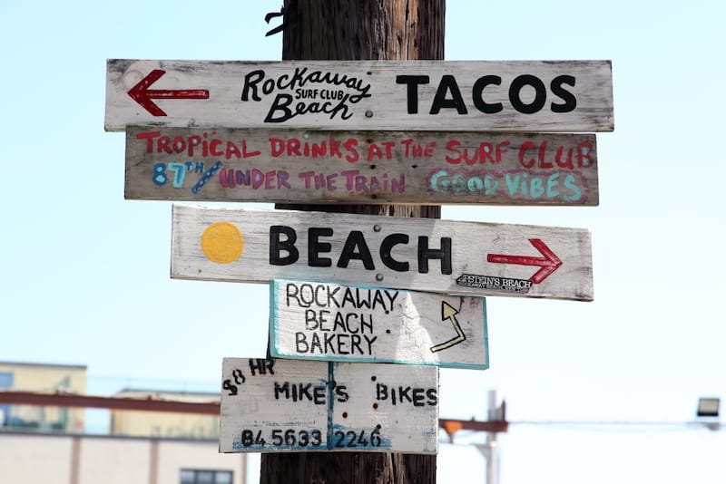 A signpost, Rockaway Beach, photo by Dave Cook