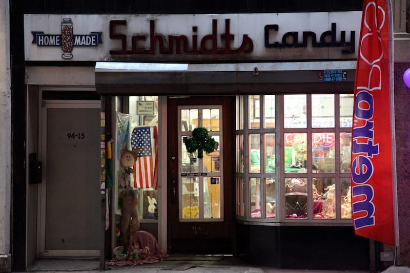 Schmidt's Candy storefront in Woodhaven, photo by Dave Cook