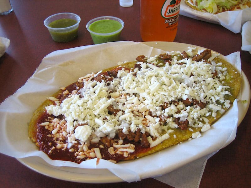 El Huarache Veloz's eponymous specialty, photo by Margret Hefner