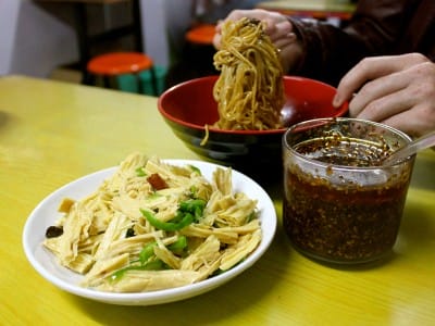 Noodles and bamboo tofu at Henan Lamian, photo by UnTour Shanghai