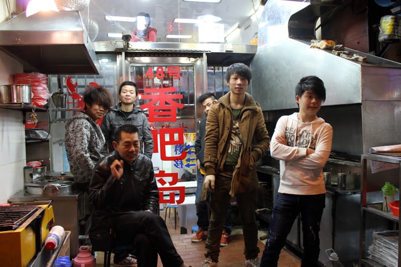 The staff at Ajun BBQ, where you can get grilled skewers of niangao, photo by Kyle Long