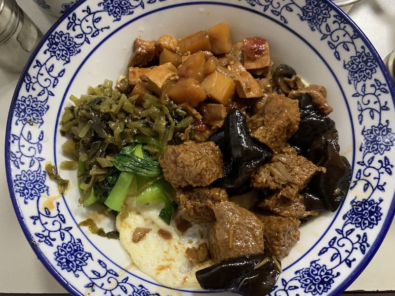 A bowl of noodles with various toppings at San Lin Tang Wontons, photo by Jamie Barys