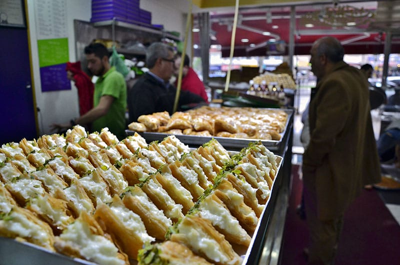 Salloura's crispy phyllo dough triangles with sweet cream and cheese, photo by Ipek Baltutan