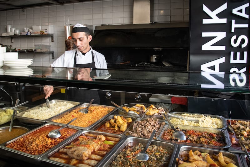The steam table at Ankara, a pioneering Turkish restaurant in Tbilisi, photo by Justyna Mielnikiewicz