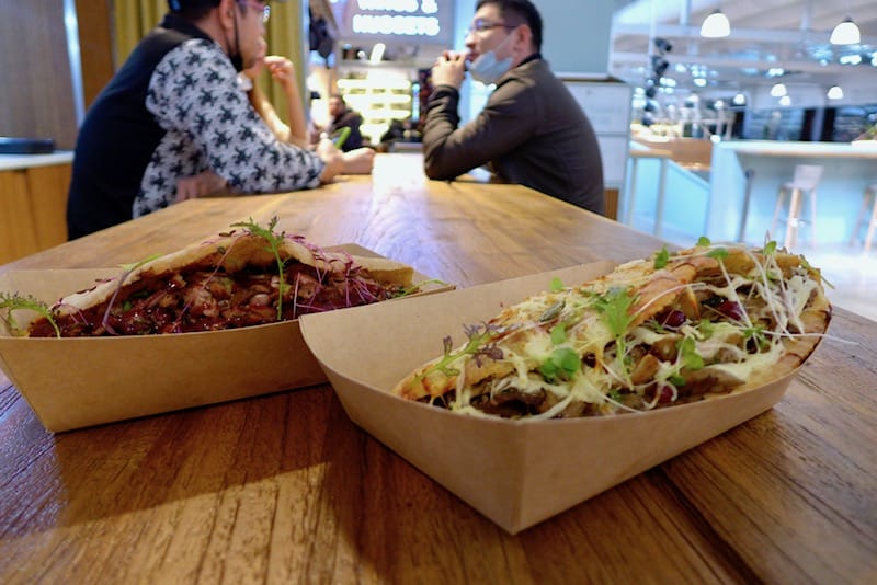 The Meskheti style oyster mushroom with tenili cheese sandwich and roasted pork ribs with plum sauce sandwich from Shoti, photo by Clément Girardot