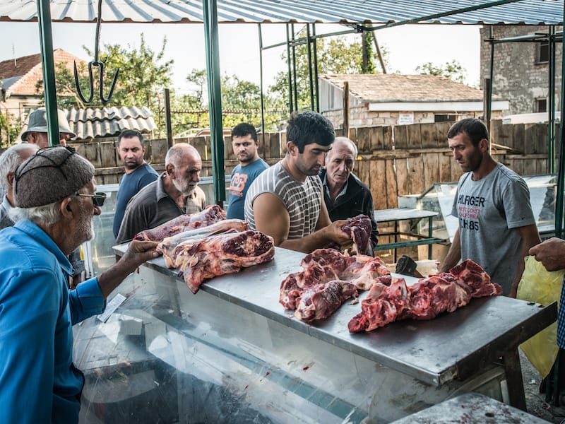 Butchery at the Sunday bazaar in Garikula, photo by Paul Rimple