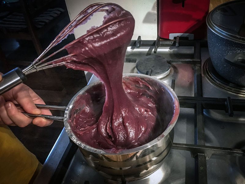Making pelamushi, a Georgian dessert porridge, photo by Paul Rimple