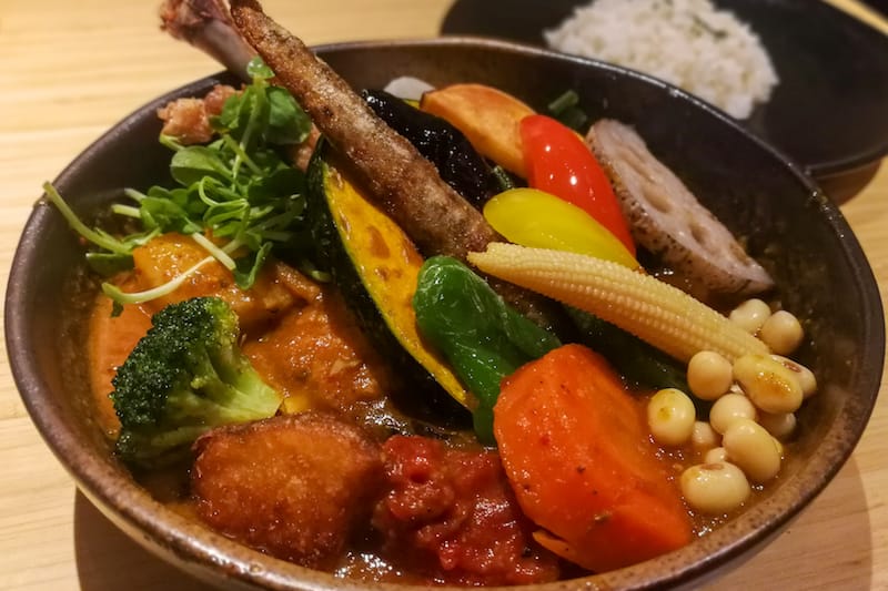 The star dish at Rojiura Samurai Curry is a bowl with 20 vegetables arranged in an eye-catching display, photo by Phoebe Amoroso