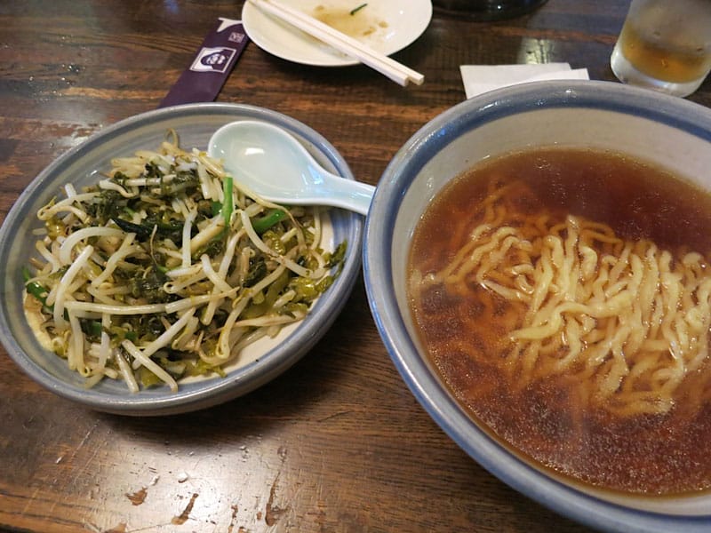 Daruma's takana soba and ramen, photo by Fran Kuzui