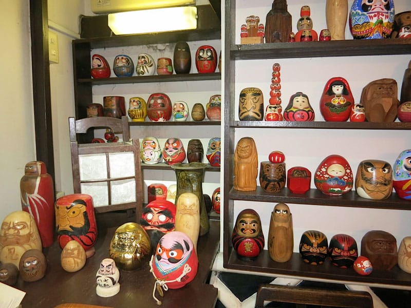 Daruma's namesake doll collection, photo by Fran Kuzui