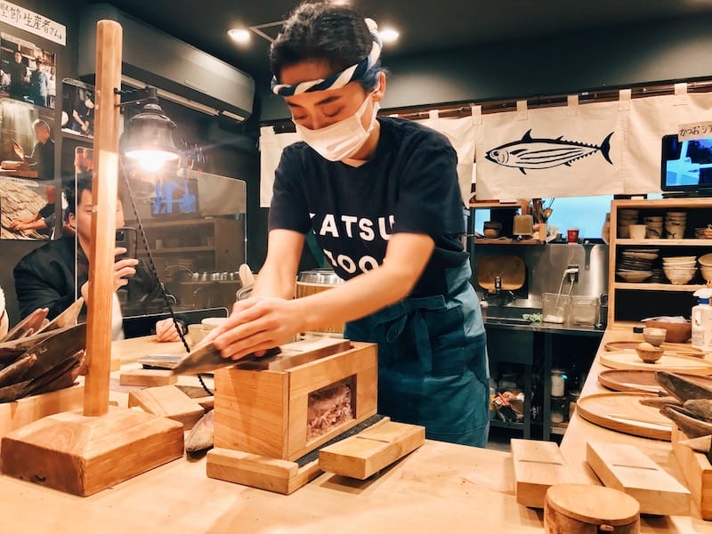 Owner and katsuobushi evangelist Mai Nagamatsu hard at work, photo by Florentyna Leow