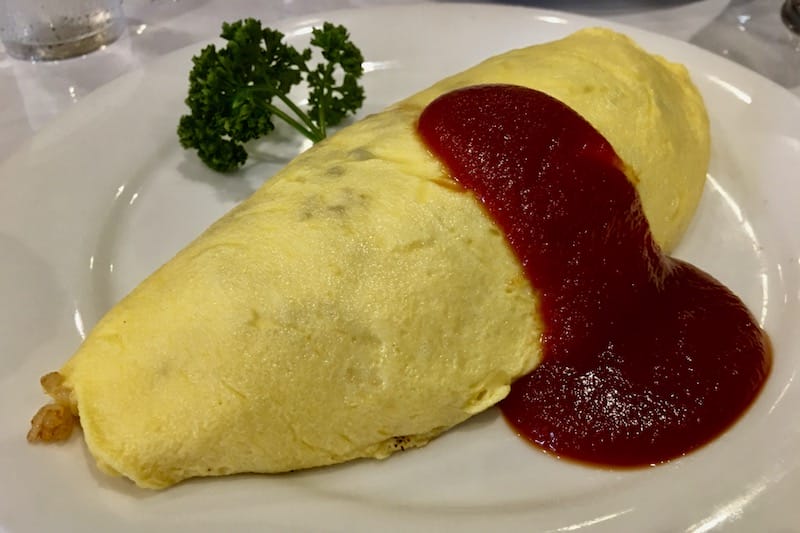 Omuraisu, or omurice, is the specialty at Rengatei in Tokyo, photo by Fran Kuzui