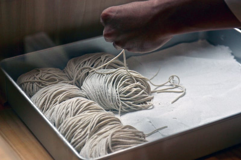 Handmade soba noodles at Soba Kaiseki Gi, photo by Phoebe Amoroso soba tokyo