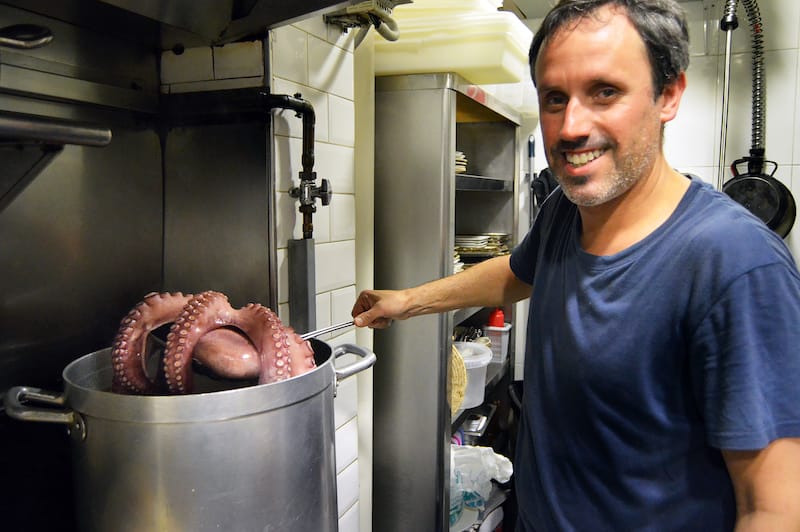 Nils cooks his octopus Galician style, photos by Paula Mourenza Pollería Fontana, photos by Paula Mourenza